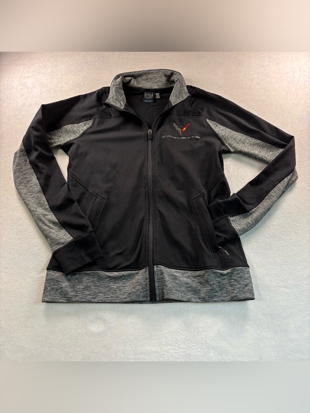Storm Black and Gray Full-Zip Utility Jacket with Corvette Logo